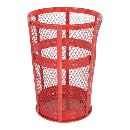 Vestil Round Indoor Metal Can, Red, Metal, 23.5 in TR-MXR-48-RD